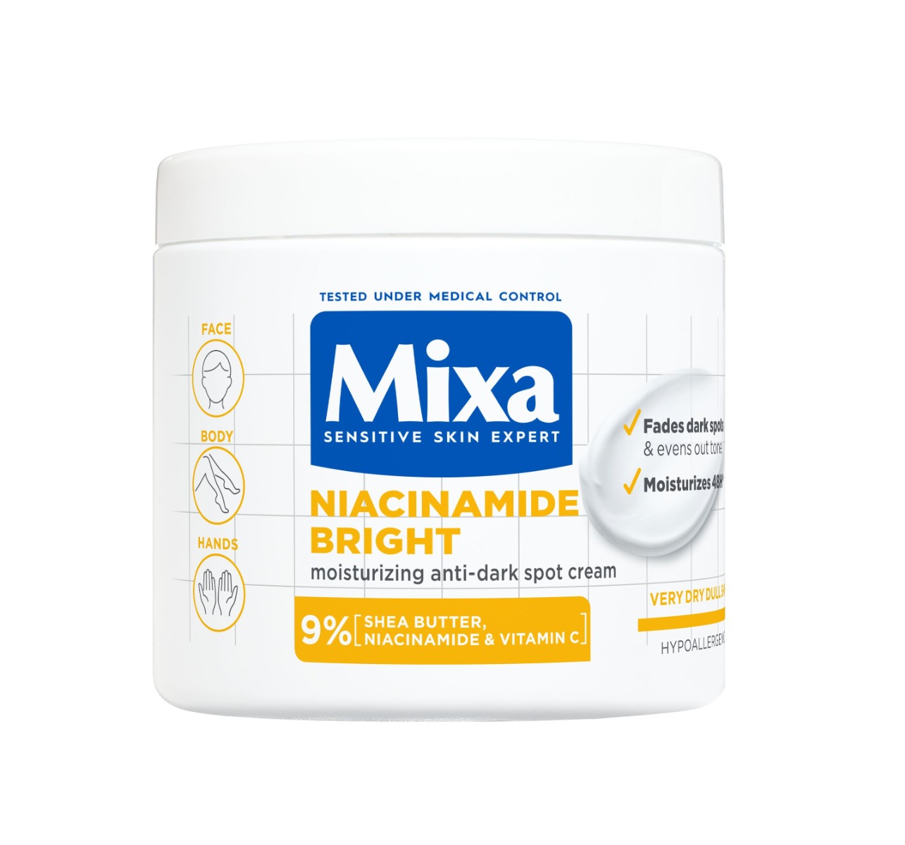 Mixa Niacinamide Bright Hydratační krém proti tmavým skvrnám 400 ml