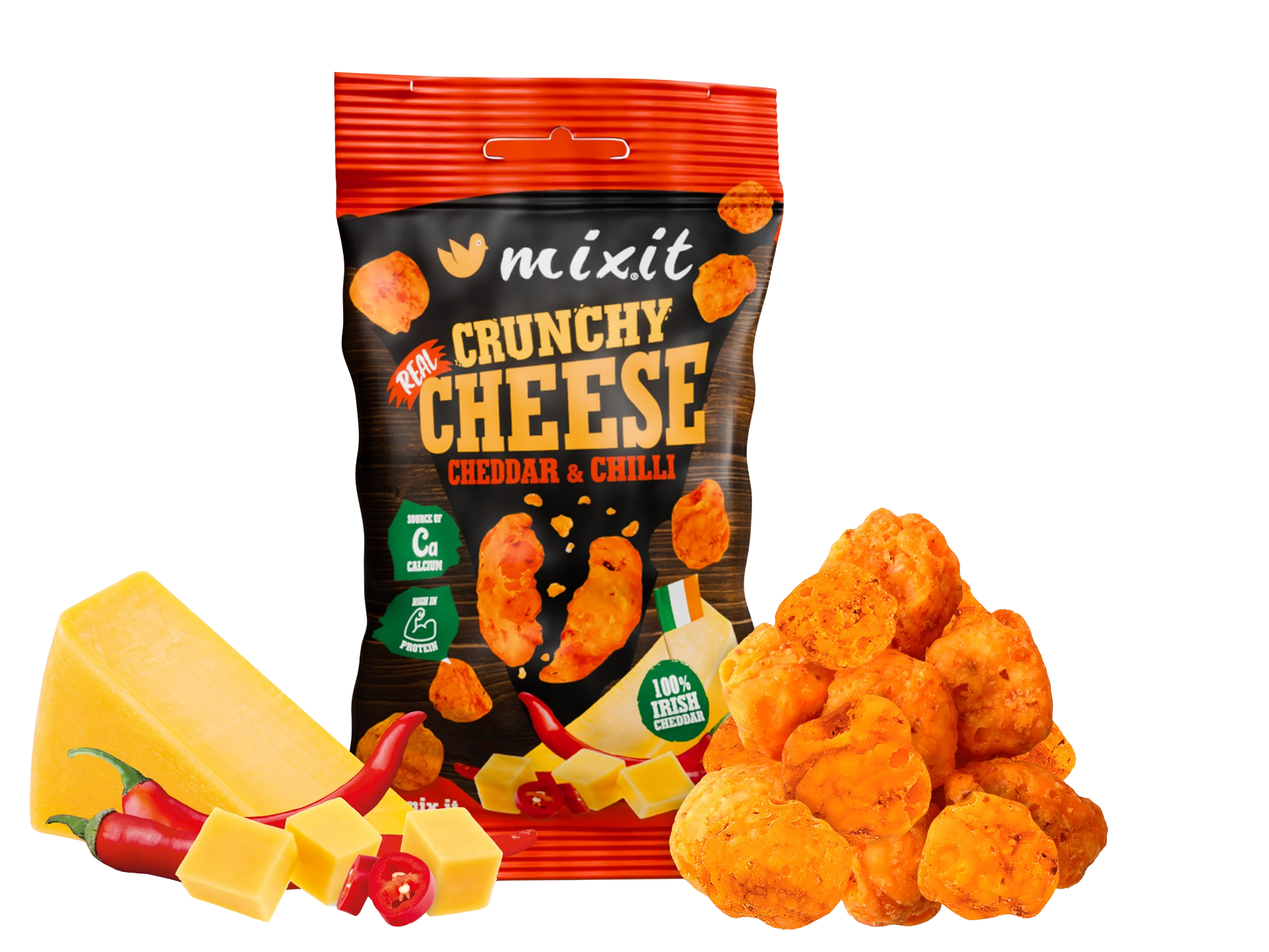 MIXIT Křupavý sýr do kapsy - Irský cheddar & chilli 20 g