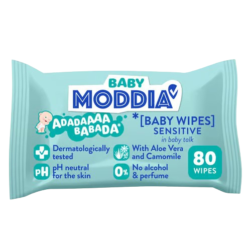MODDIA BABY Dětské vlhčené ubrousky Sensitive 80 ks