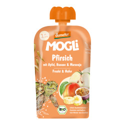 MOGLi BIO Broskvová kapsička s jablkem, banánem, marakujou a ovesnými vločkami 100 g