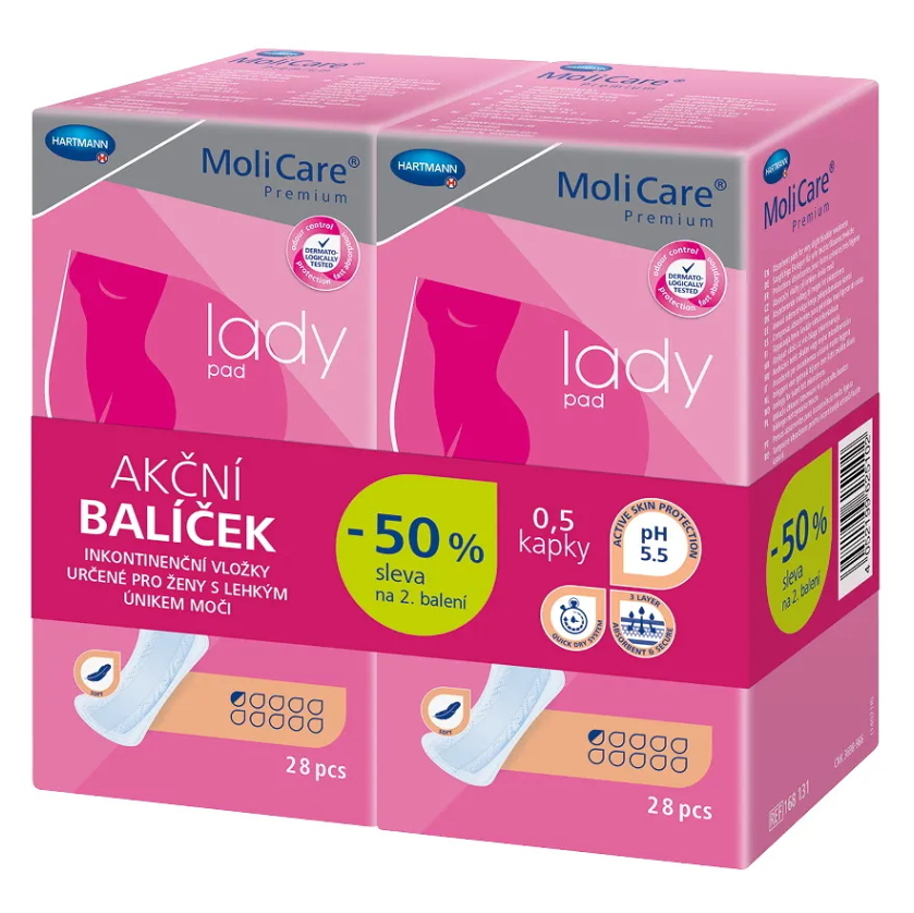 MOLICARE Premium ladypad inkontinenční vložky 2 x 28 kusů 0,5 kapky