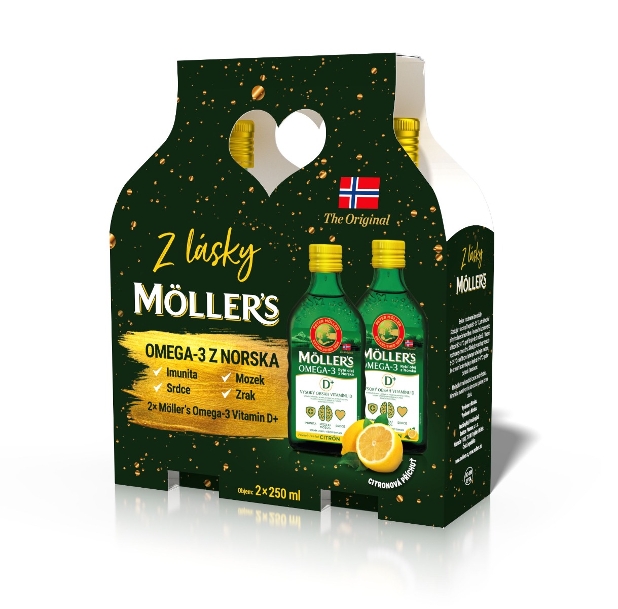 Mollers Omega 3 Rybí olej D+ dárkové balení 2x250 ml