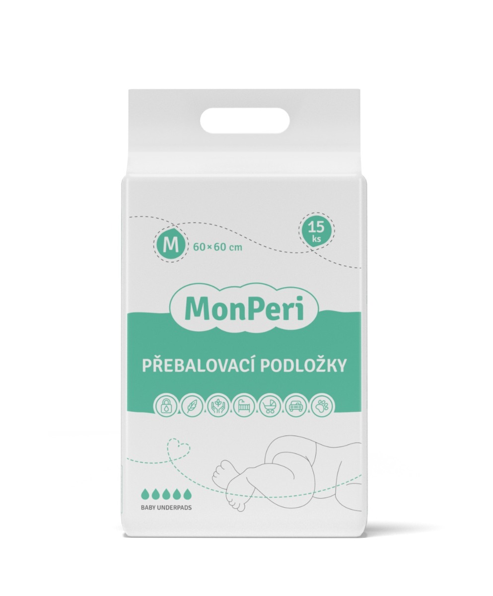 MonPeri Přebalovací podložky M 60 x 60 cm 15 ks