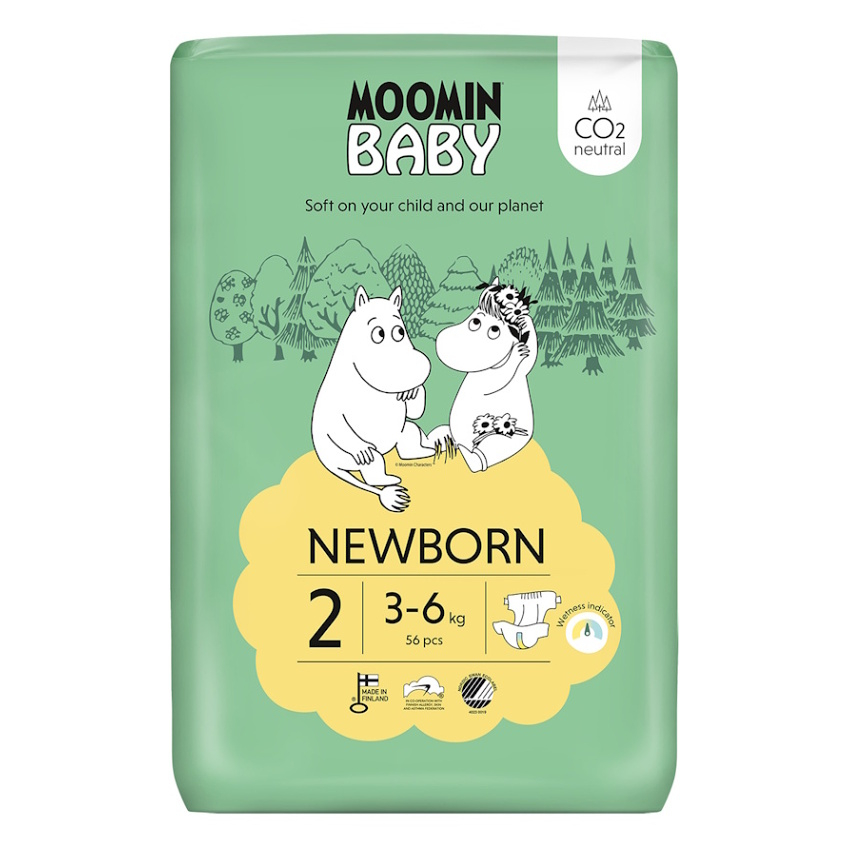 MOOMIN BABY 2 Eko pleny Newborn 3–6 kg 56 ks