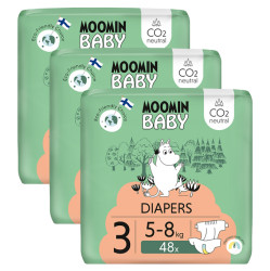 MOOMIN Baby 3 eko pleny měsíční balení midi 5-8 kg 144 kusů