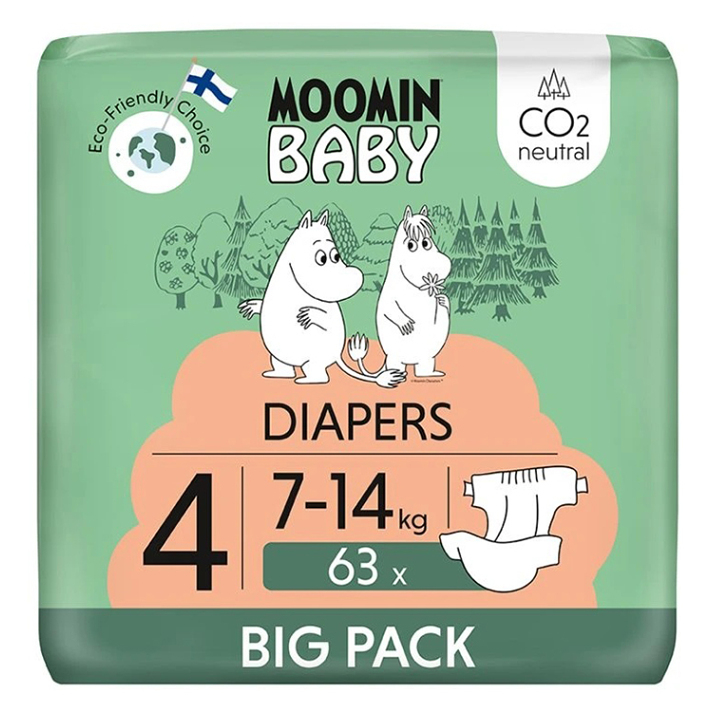 MOOMIN BABY 4 Eko plenky maxi 7-14 kg 63 kusů