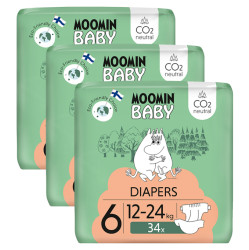 MOOMIN Baby 6 eko pleny měsíční balení maxi 12–24 kg 102 kusů