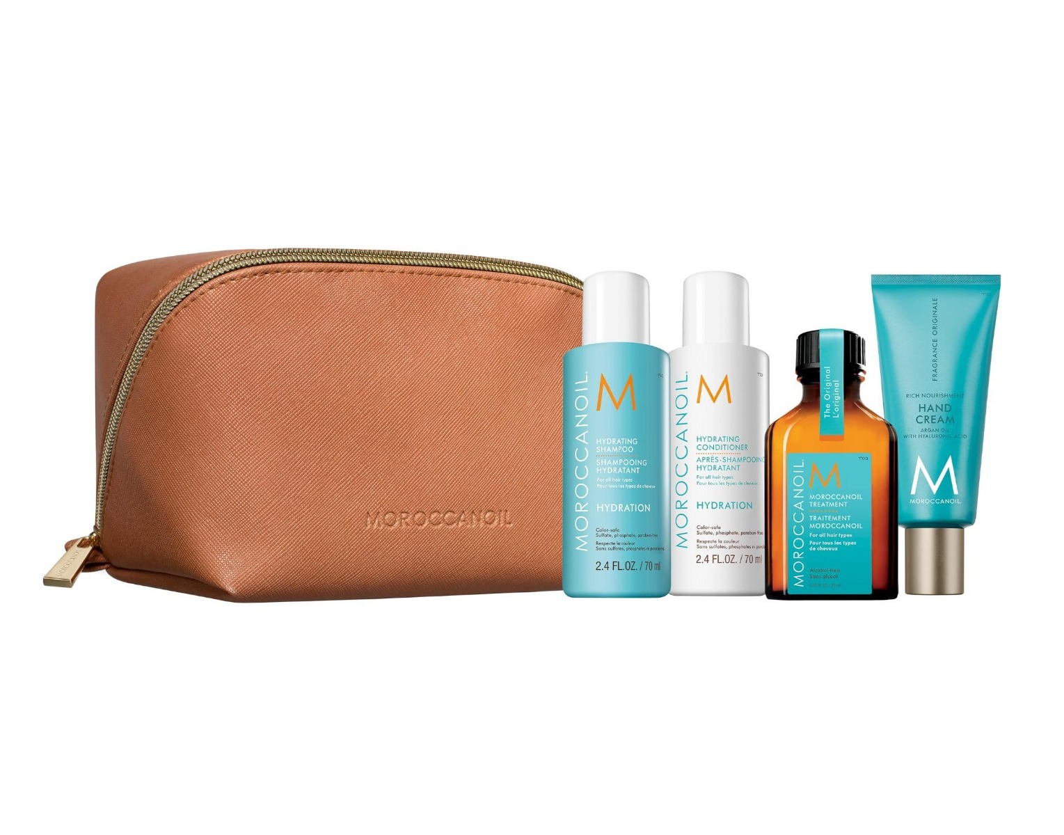 Moroccanoil Travel Hydration cestovní sada na všechny typy vlasů 4 ks + taštička
