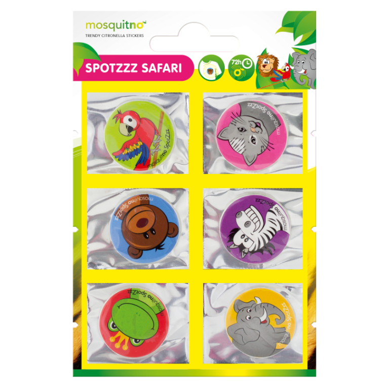 MOSQUITNO Samolepky SpotZzz Safari proti komárům citronelová vůně 6 ks