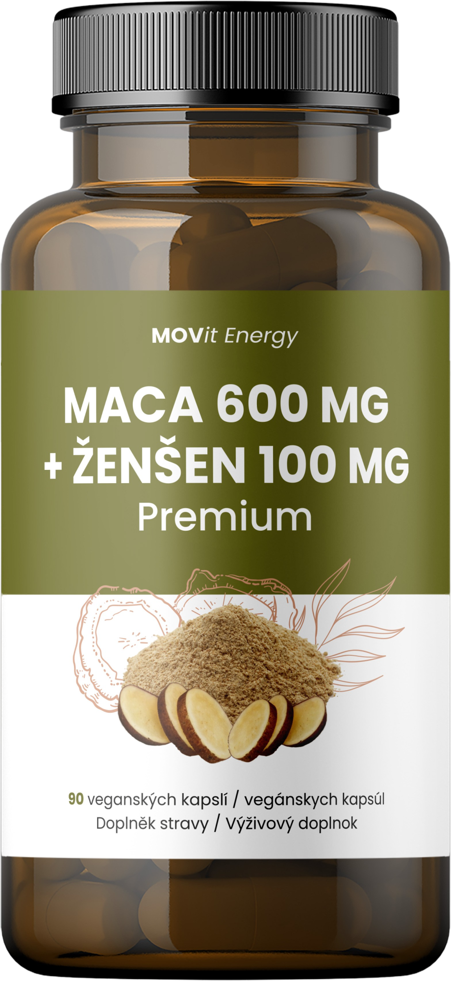 MOVIT ENERGY Maca 600 mg + Ženšen 100 mg, 90 kapslí