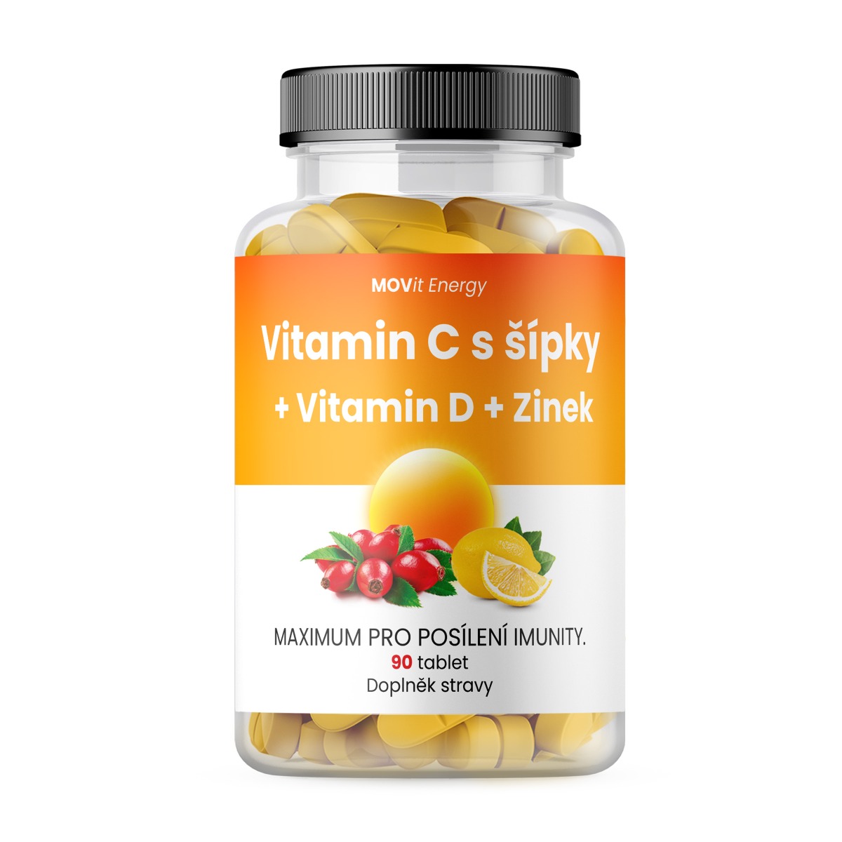 MOVit Energy Vitamin C 1200 mg s šípky + Vitamin D + Zinek PREMIUM 90 tablet