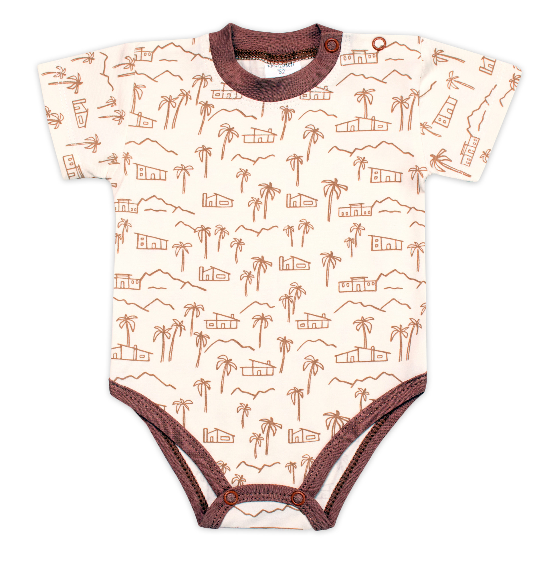 Mrofi Body kr. rukáv, bavlna, zapínání u krku , Afrika, krémové