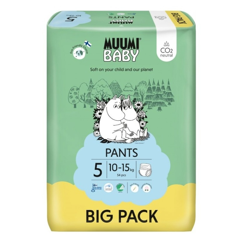 MUUMI BABY Walkers 5 Maxi+ 10-15 kg kalhotkové eko pleny 54 ks
