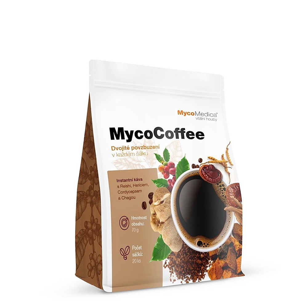 MycoMedica MycoCoffee – houbová káva s Reishi, Cordyceps, Hericium a Chaga