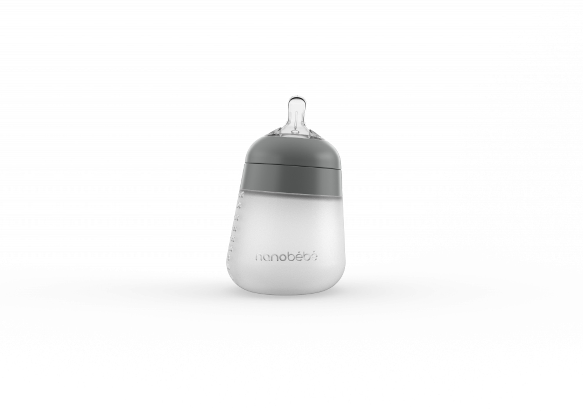 Nanobébé Silikonová dětská Flexy láhev 270ml 1ks - šedá