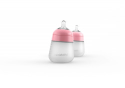 Nanobébé Silikonová dětská Flexy láhev 270ml 2ks - růžová
