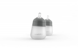 Nanobébé Silikonová dětská Flexy láhev 270ml 2ks - šedá