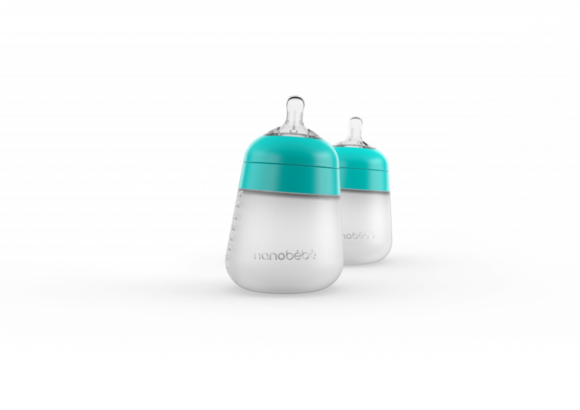 Nanobébé Silikonová dětská Flexy láhev 270ml 2ks - tyrkysová