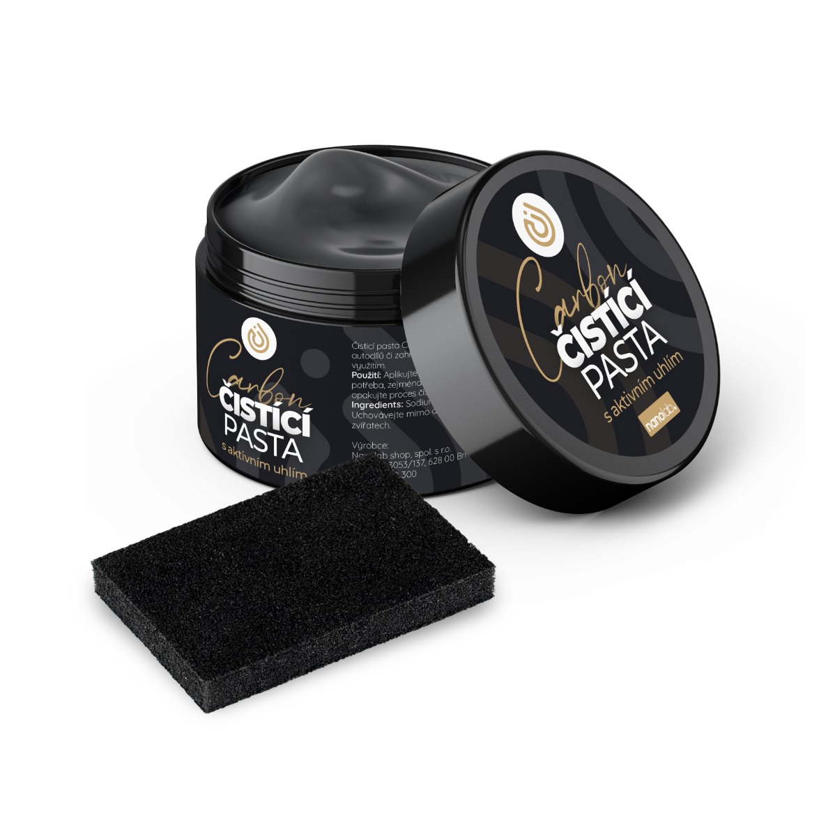 Nanolab Carbon Čisticí pasta s aktivním uhlím 500 g + houbička 1 ks