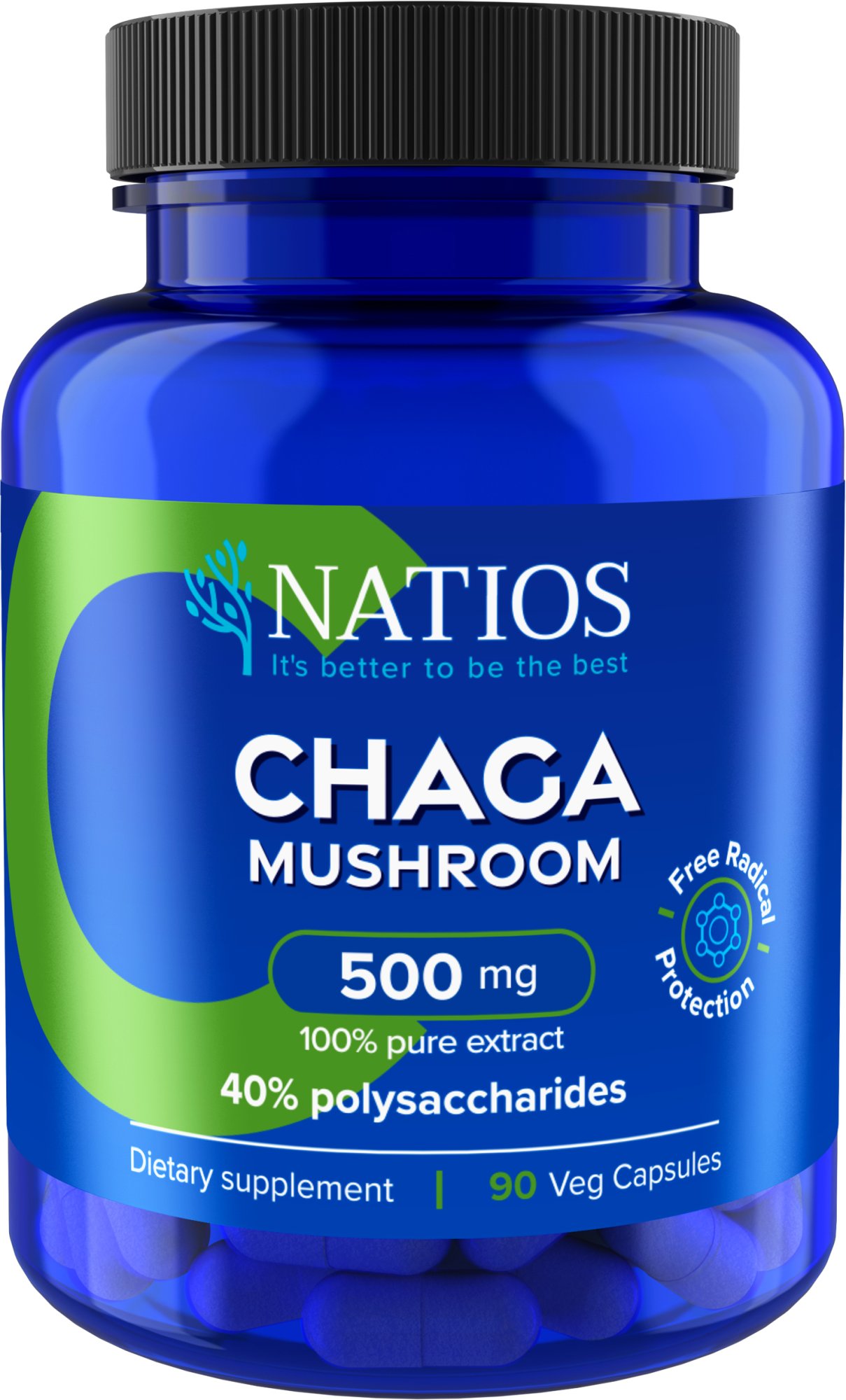 NATIOS Chaga Mushrooms 500 mg 90 kapslí