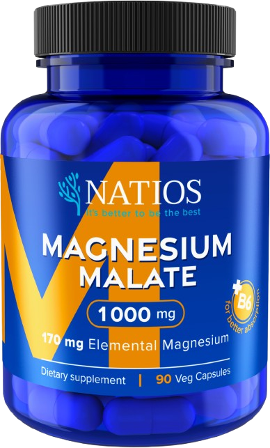 NATIOS Magnesium Malate 1000 mg + B6 90 kapslí