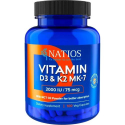 NATIOS Vitamin D3 & K2 MK-7 2000 IU / 75 mcg 100 kapslí