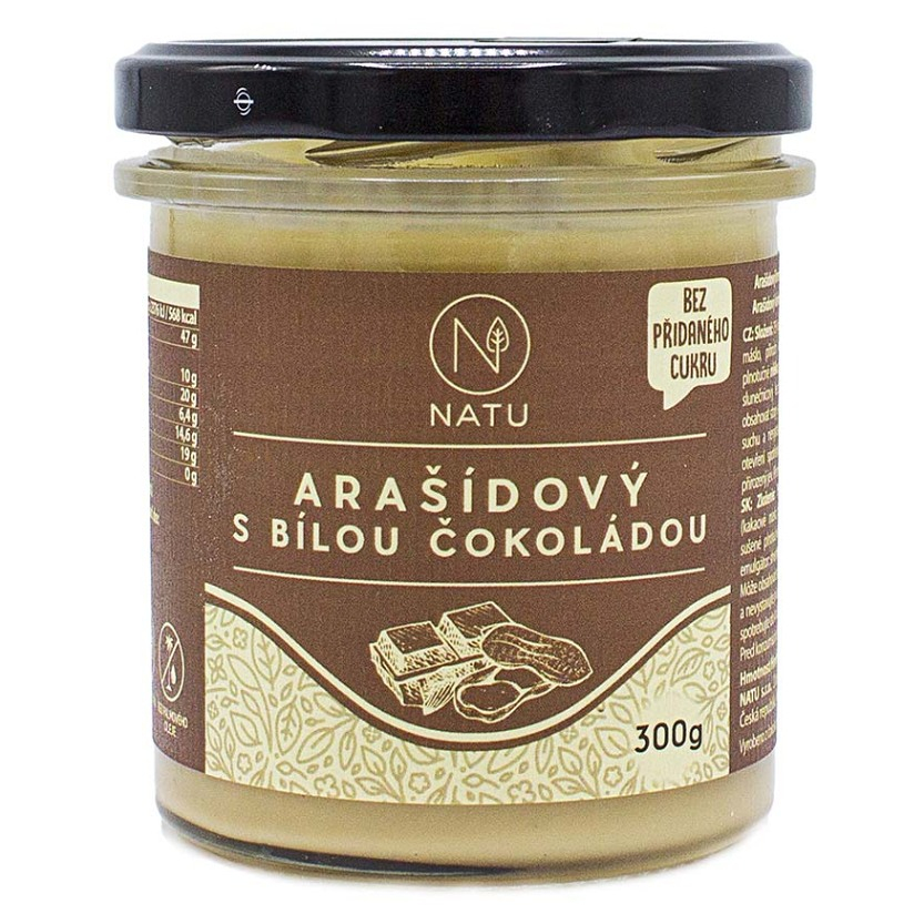 NATU Arašídový krém s bílou čokoládou bez přidaného cukru 300 g