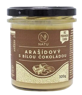 NATU Arašídový krém s bílou čokoládou bez přidaného cukru 300 ml