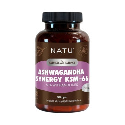 NATU Ashwagandha extrakt KSM-66 s piperinem 90 kapslí