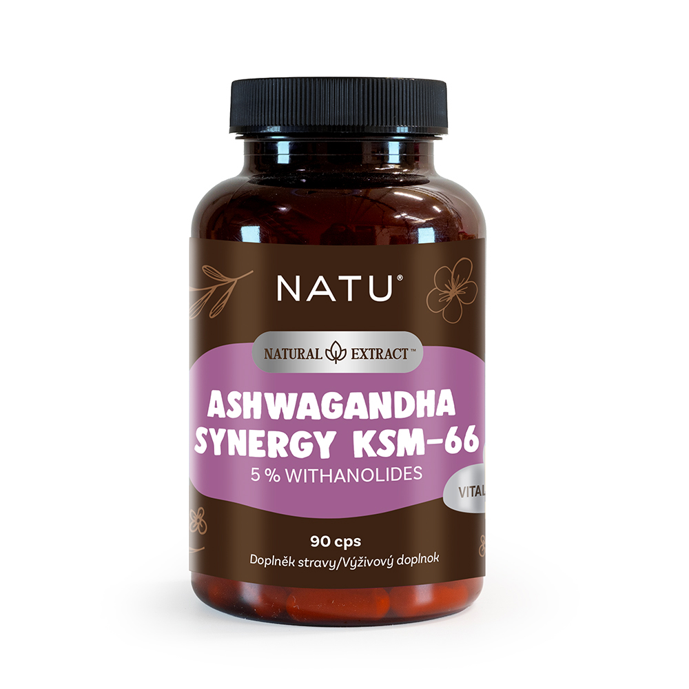 NATU Ashwagandha extrakt KSM-66 s piperinem 90 kapslí