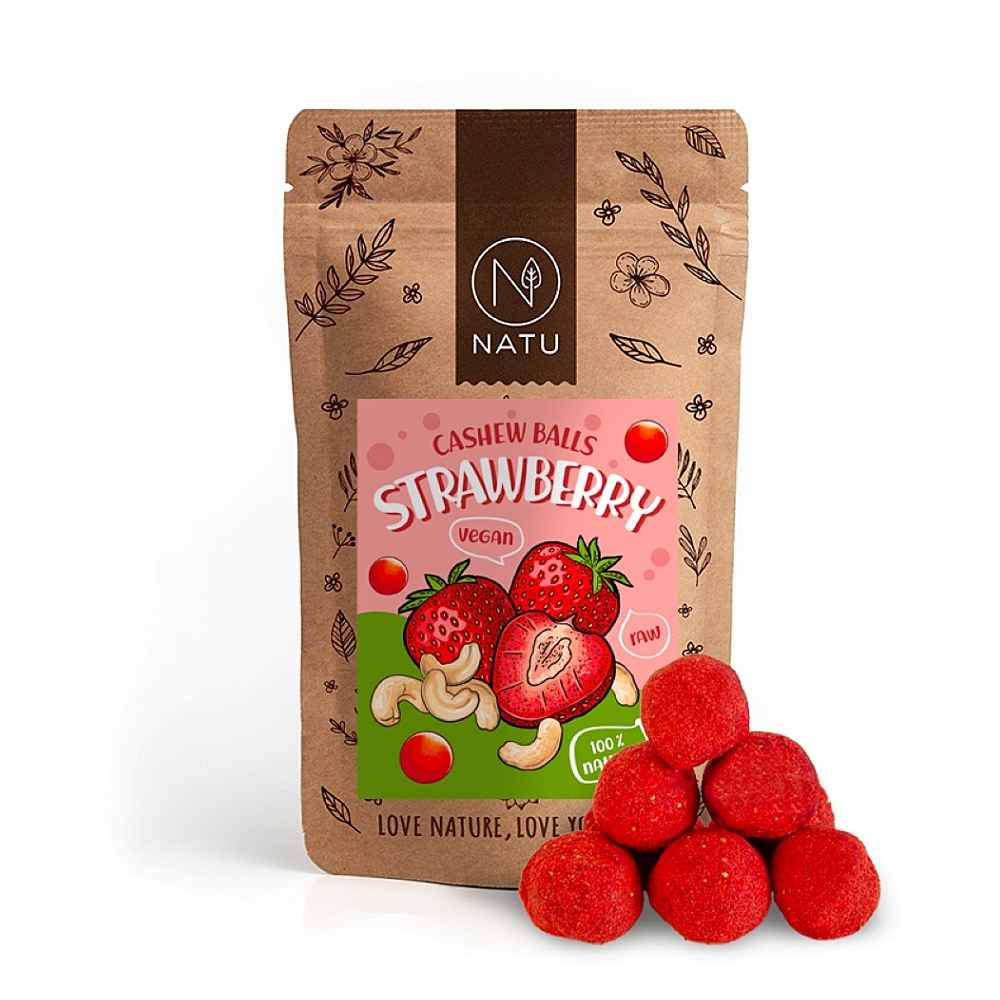 NATU Jahodové kuličky s kešu krémem 70 g