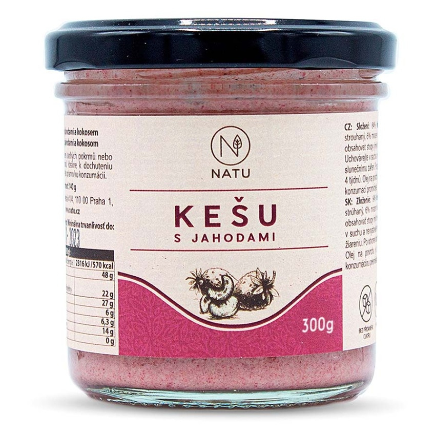 NATU Kešu krém s jahodami 300 g