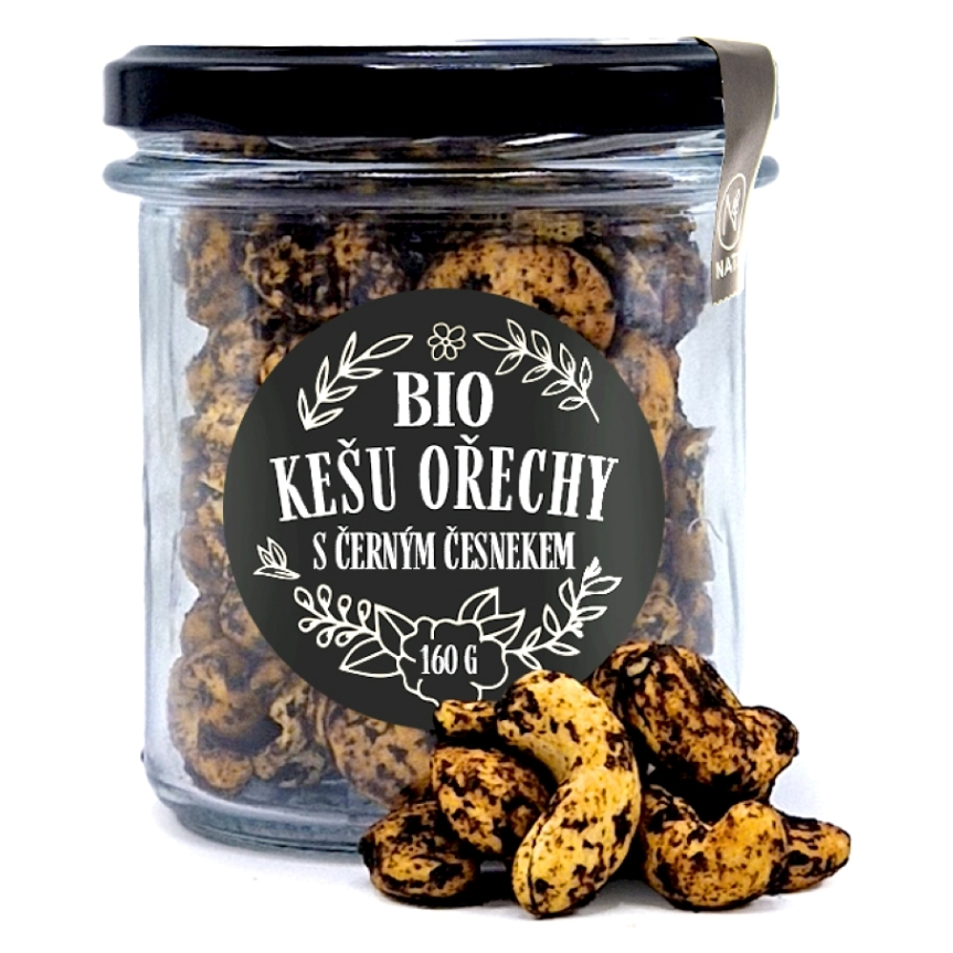 NATU Kešu ořechy s černým česnekem BIO 160 g