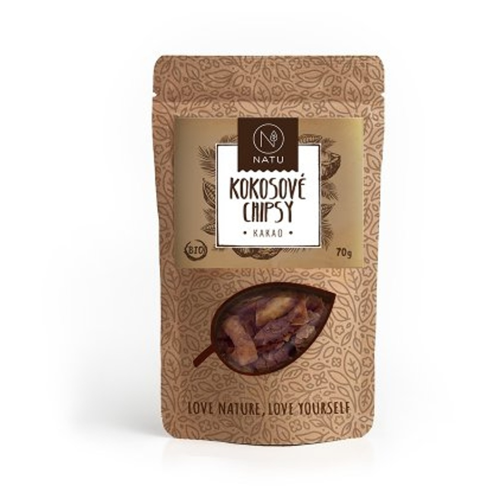 NATU Kokosové chipsy kakao BIO 70 g