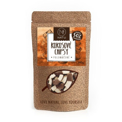 NATU Kokosové chipsy polomáčené 50% hořká čokoláda 140 g