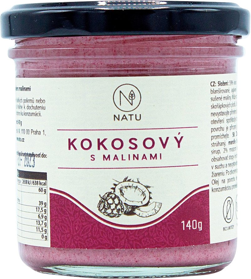 NATU Kokosový krém s malinami 140 g
