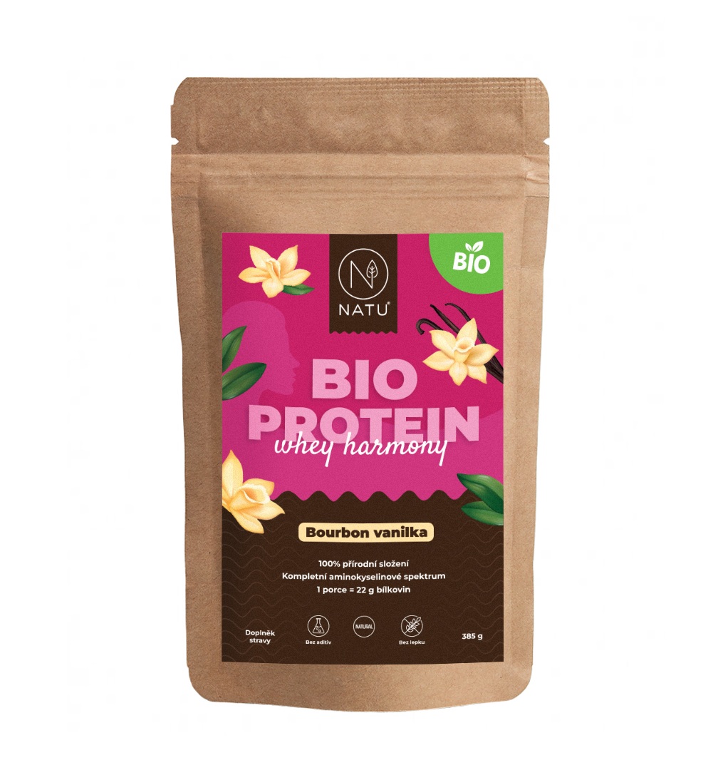 NATU Whey Harmony Grass-fed protein Bourbon vanilka BIO 385 g