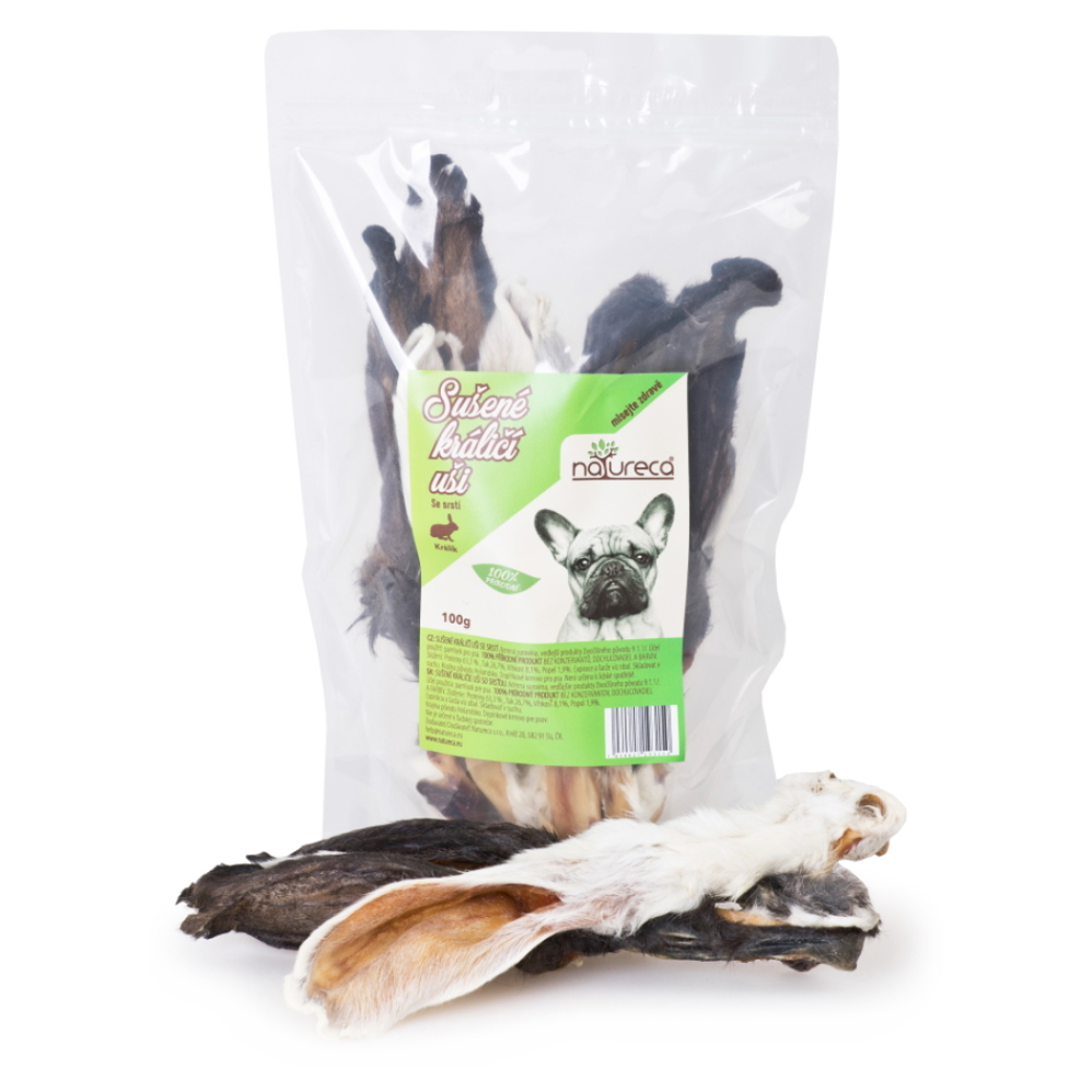 NATURECA Pochoutka králičí uši se srstí 100 g