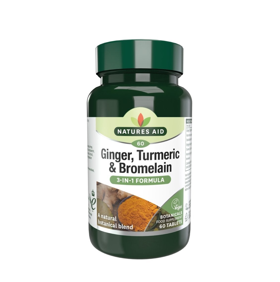 Natures Aid Zázvor, kurkuma a bromelain 60 tablet