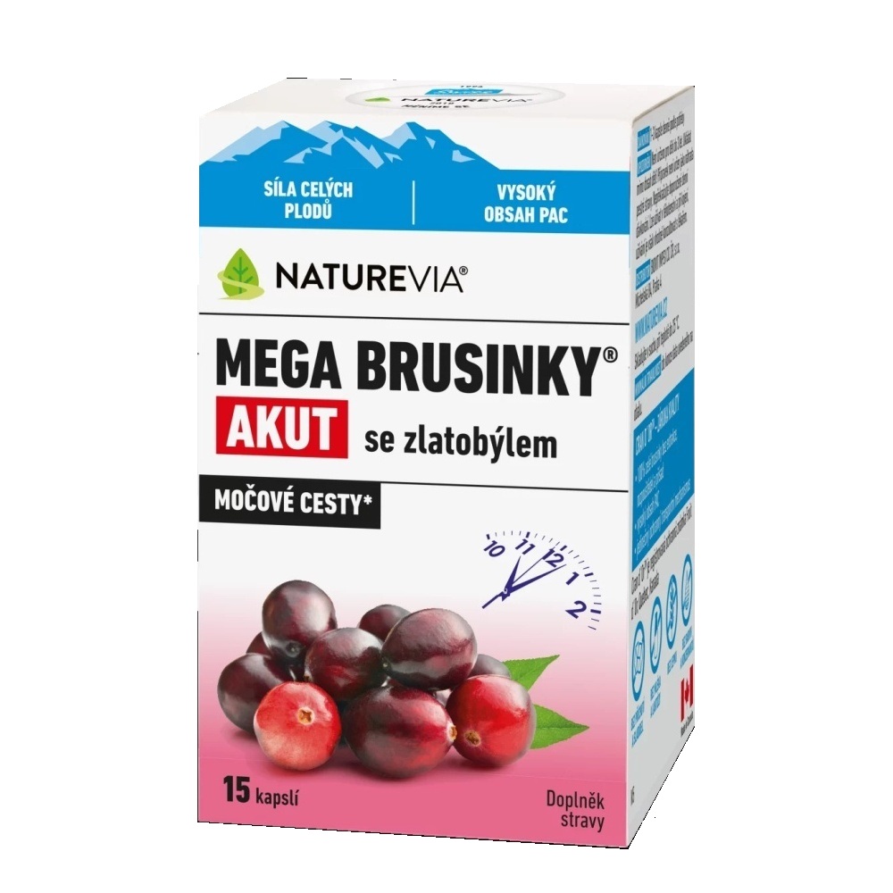 NatureVia Mega brusinky Akut 15 kapslí