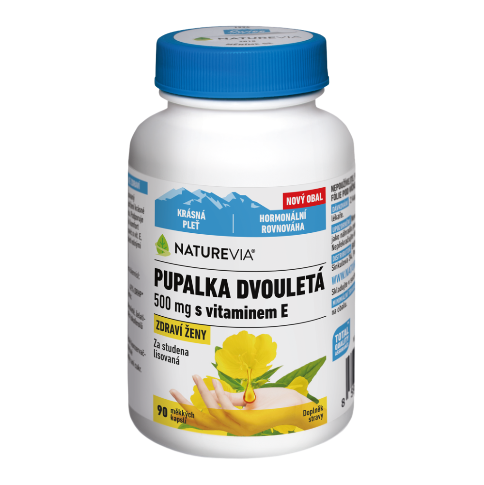 NATUREVIA Pupalka dvouletá 500 mg + Vitamín E 90 kapslí
