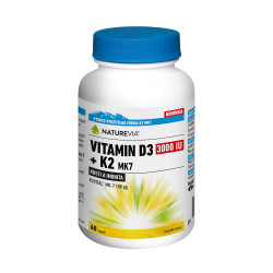 NATUREVIA Vitamin D3 3000IU + K2 MK7 60 kapslí