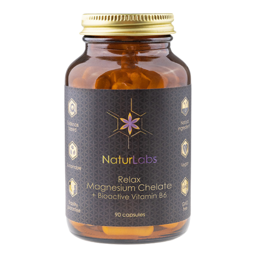 Naturlabs Relax Hořčík chelát bisglycinát + bioaktivní vitamín B6 - 90 kapslí