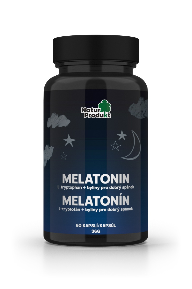 Naturprodukt Melatonin + L-tryptofan + byliny 60 kapslí