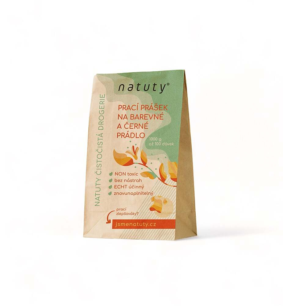 NATUTY Prací prášek na barevné a černé prádlo bez vůně 1 kg