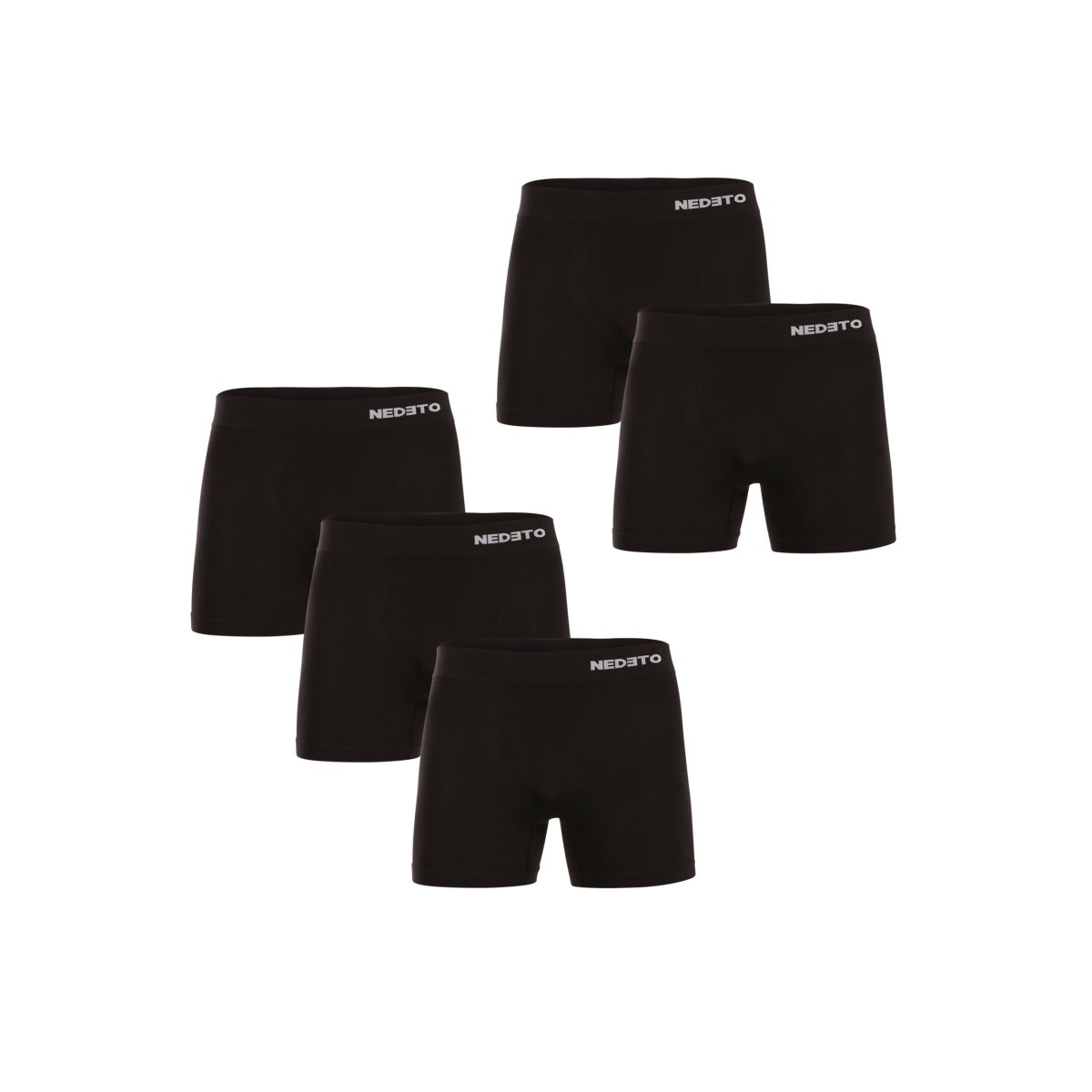 Nedeto 5PACK pánské boxerky bezešvé bambusové černé (5NDTB001S) XXL