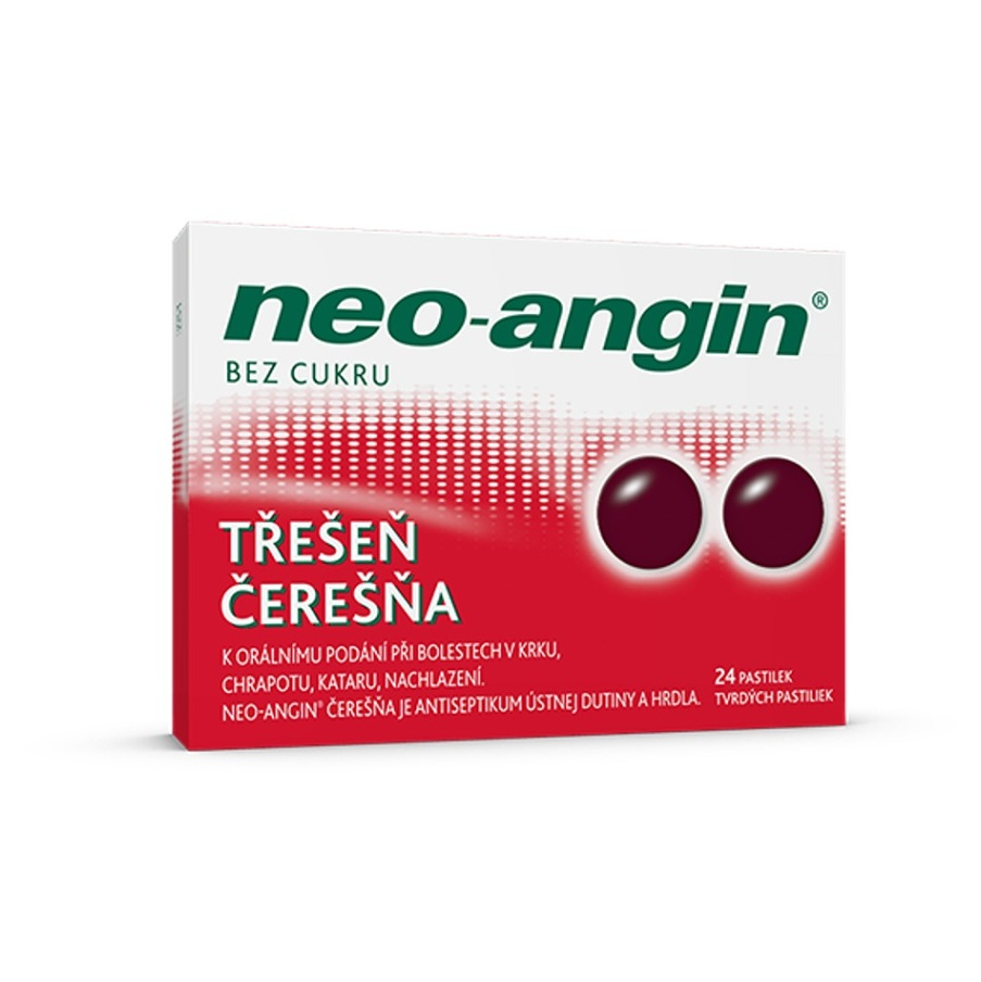 NEO-ANGIN Bez cukru třešeň rozpustné pastilky ústech 24 kusů