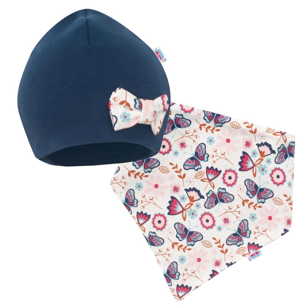New Baby Kojenecká čepička s šátkem na krk  Missy modrá, vel. 92 (18-24m)