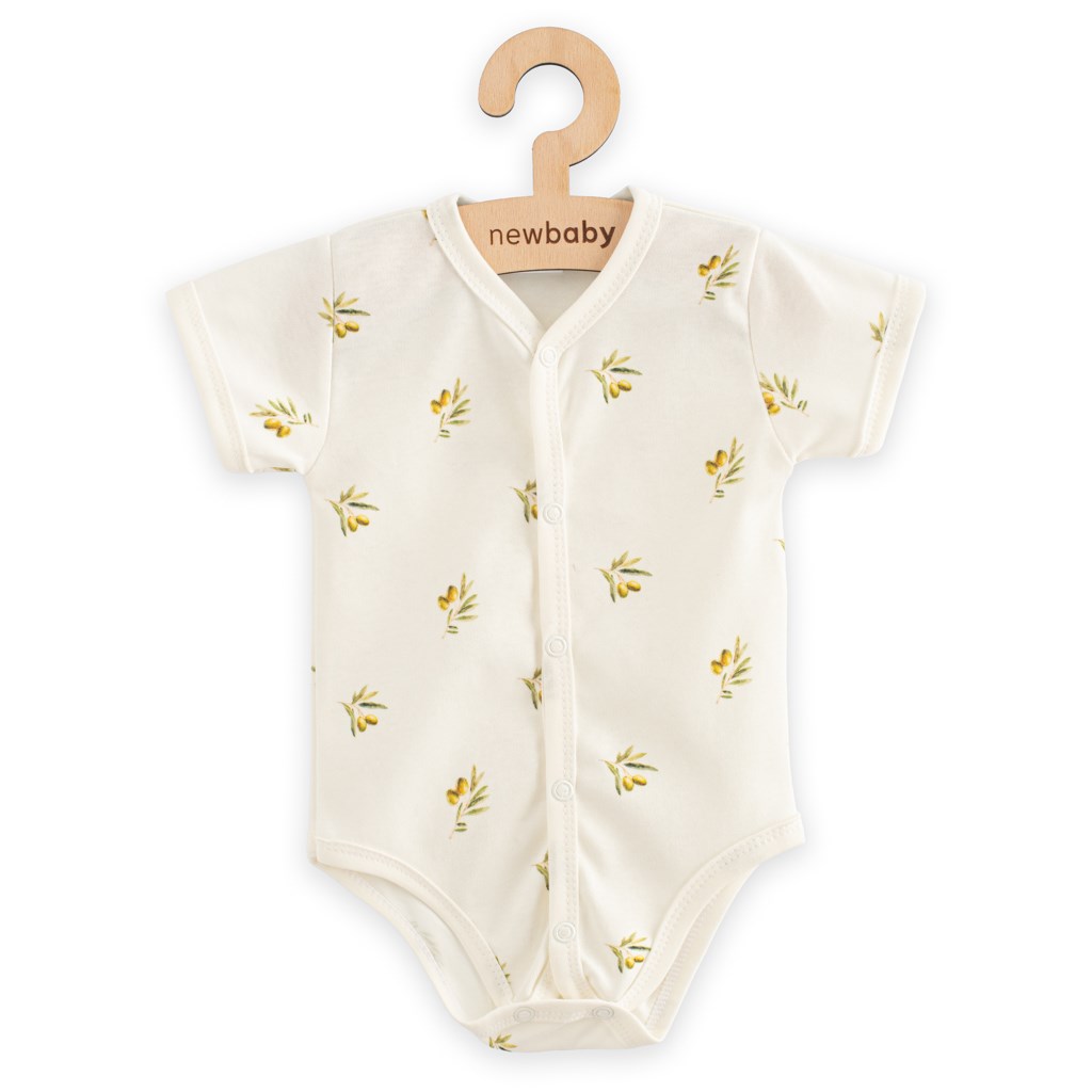 New Baby Kojenecké celorozepínací body s kr.m rukávem z org. bavlny Olivy, vel. 62 (3-6m)