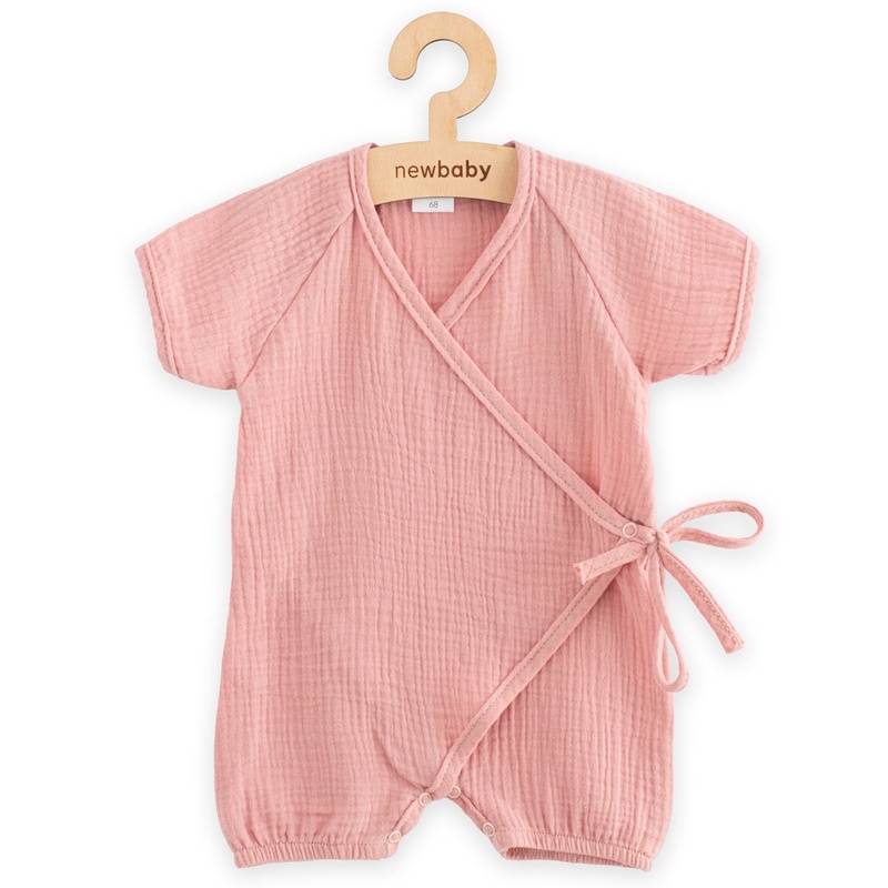 New Baby Kojenecký letní mušelínový overal pink, vel. 80 (9-12m)